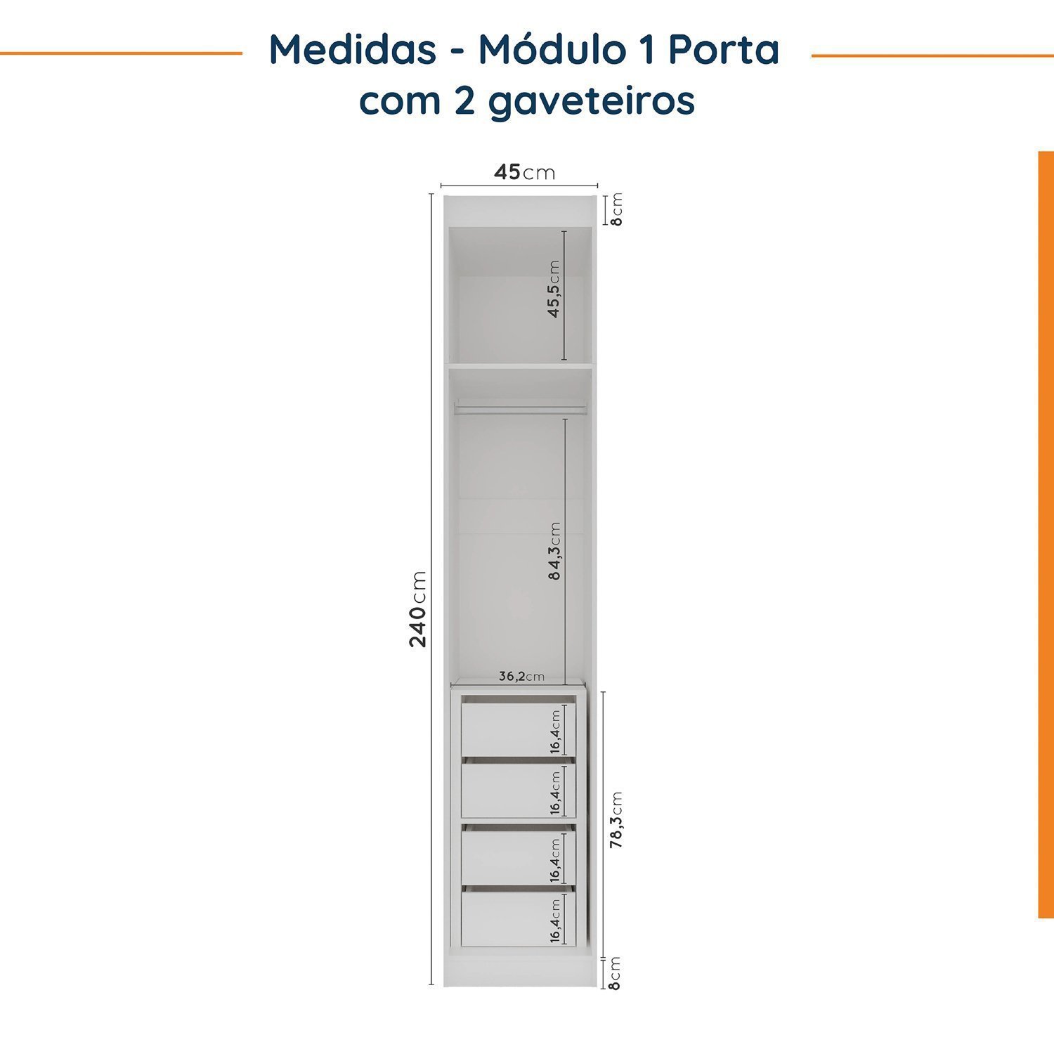 Guarda Roupa Modulado de Canto 5 Portas 3 Peças Hera CabeCasa MadeiraMadeira - 8