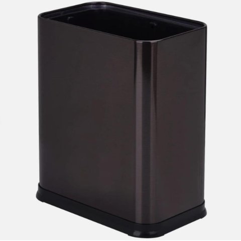 Lixeira 10l sem Tampa Inox Preta Cesto Luxo Black