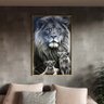 Quadro Decorativo Animais Leão e Seus Filhotes com Moldura e Vidro Dourada - 150x100 Cm - 1