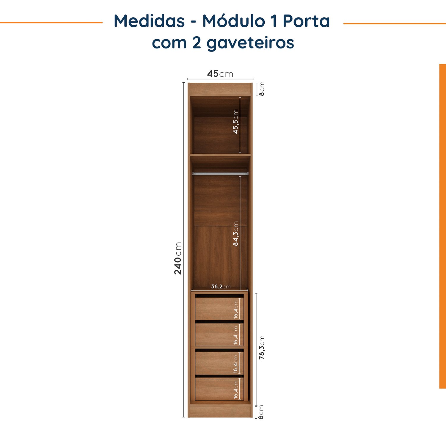 Guarda Roupa Modulado de Canto 5 Portas 3 Peças Hera CabeCasa MadeiraMadeira - 8