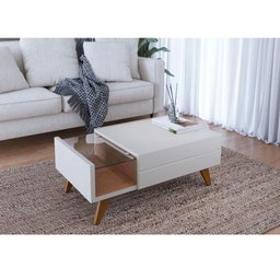 Mesa de Centro Noronha com Painel para Tv Suspenso Juriti 1.8 Off White Matte Freijó - Colibri - 5