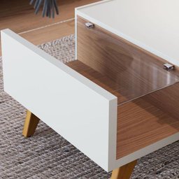 Mesa de Centro Noronha com Painel para Tv Suspenso Juriti 1.8 Off White Matte Freijó - Colibri - 7