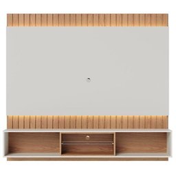 Mesa de Centro Noronha com Painel para Tv Suspenso Juriti 1.8 Off White Matte Freijó - Colibri - 4
