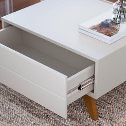 Mesa de Centro Noronha com Painel para Tv Suspenso Juriti 1.8 Off White Matte Freijó - Colibri - 10