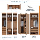 Ver imagem 3 de Guarda Roupa Modulado de Casal 12 Portas 6 Peças 2 Mesas de Cabeceira Hera CabeCasa MadeiraOriginals Marrom/Louro