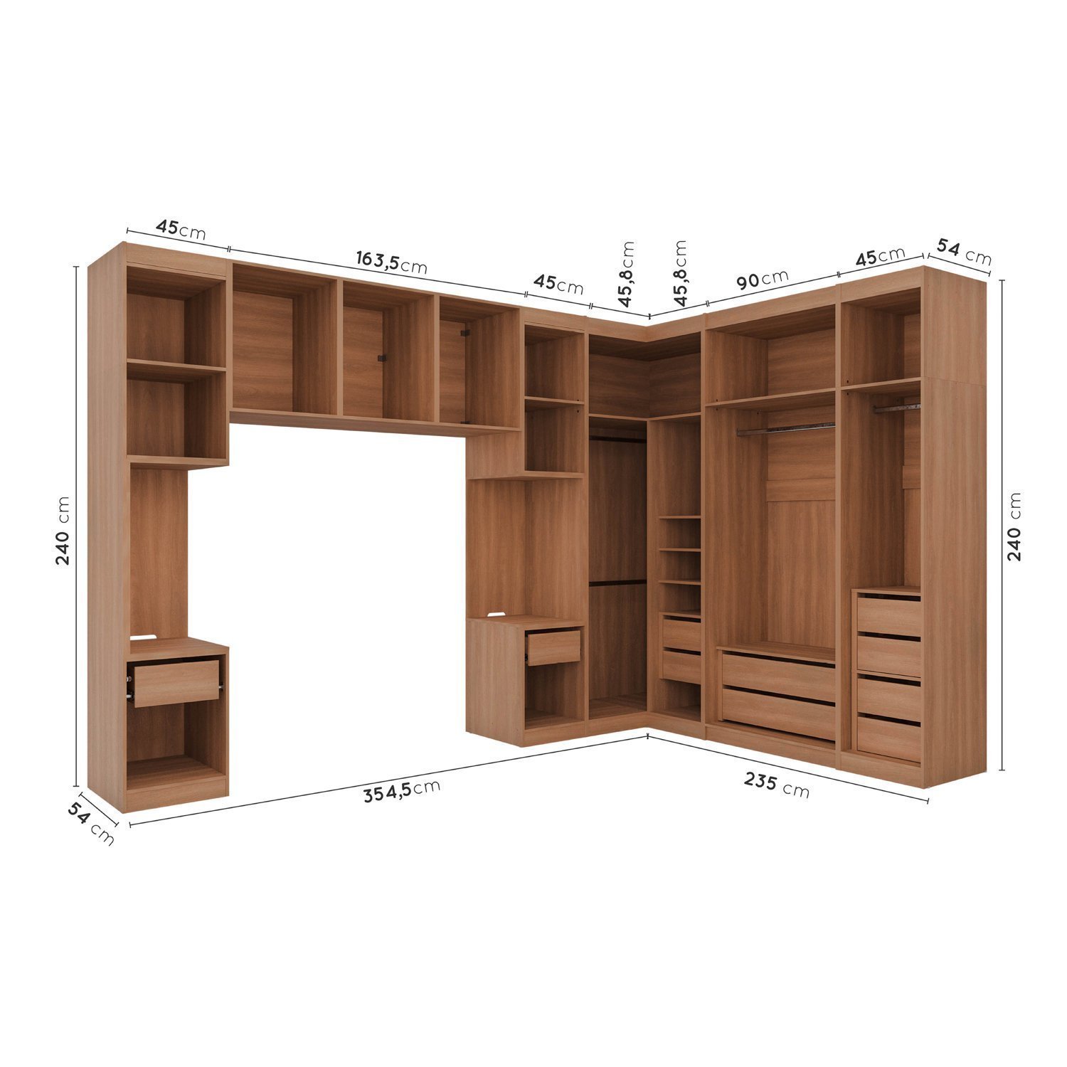 Guarda Roupa Modulado de Casal 12 Portas 6 Peças 2 Mesas de Cabeceira Hera CabeCasa MadeiraMadeira - 5