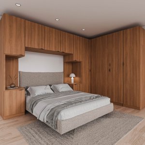Guarda Roupa Modulado de Casal 12 Portas 6 Peças 2 Mesas de Cabeceira Hera CabeCasa MadeiraMadeira