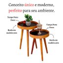 Ver imagem 5 de Jogo Mesa Apoio Lateral Canto Sofá Sala Estar Casa Redonda Ambiente Pequena:Tampos Pretos e Pés Made