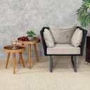 Ver imagem 2 de Jogo Mesa Apoio Lateral Canto Sofá Sala Estar Casa Redonda Ambiente Pequena:Tampos Pretos e Pés Made