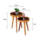 Ver imagem 6 de Jogo Mesa Apoio Lateral Canto Sofá Sala Estar Casa Redonda Ambiente Pequena:Tampos Pretos e Pés Made