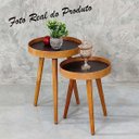 Ver imagem 4 de Jogo Mesa Apoio Lateral Canto Sofá Sala Estar Casa Redonda Ambiente Pequena:Tampos Pretos e Pés Made