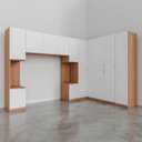 Ver imagem 6 de Guarda Roupa Modulado de Casal 12 Portas 6 Peças 2 Mesas de Cabeceira Hera CabeCasa MadeiraOriginals Marrom/Louro/Algodão