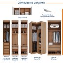 Ver imagem 3 de Guarda Roupa Modulado de Casal 12 Portas 6 Peças 2 Mesas de Cabeceira Hera CabeCasa MadeiraOriginals Marrom/Louro/Algodão