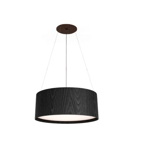 Lustre Pendente Madeira Redondo Preto 35cm - Preto