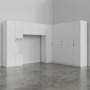 Ver imagem 6 de Guarda Roupa Modulado de Canto 12 Portas 6 Peças 1 Mesa de Cabeceira Hera CabeCasa MadeiraOriginals Branco/Algodão