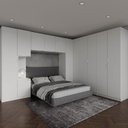 Ver imagem 1 de Guarda Roupa Modulado de Canto 12 Portas 6 Peças 1 Mesa de Cabeceira Hera CabeCasa MadeiraOriginals Branco/Algodão