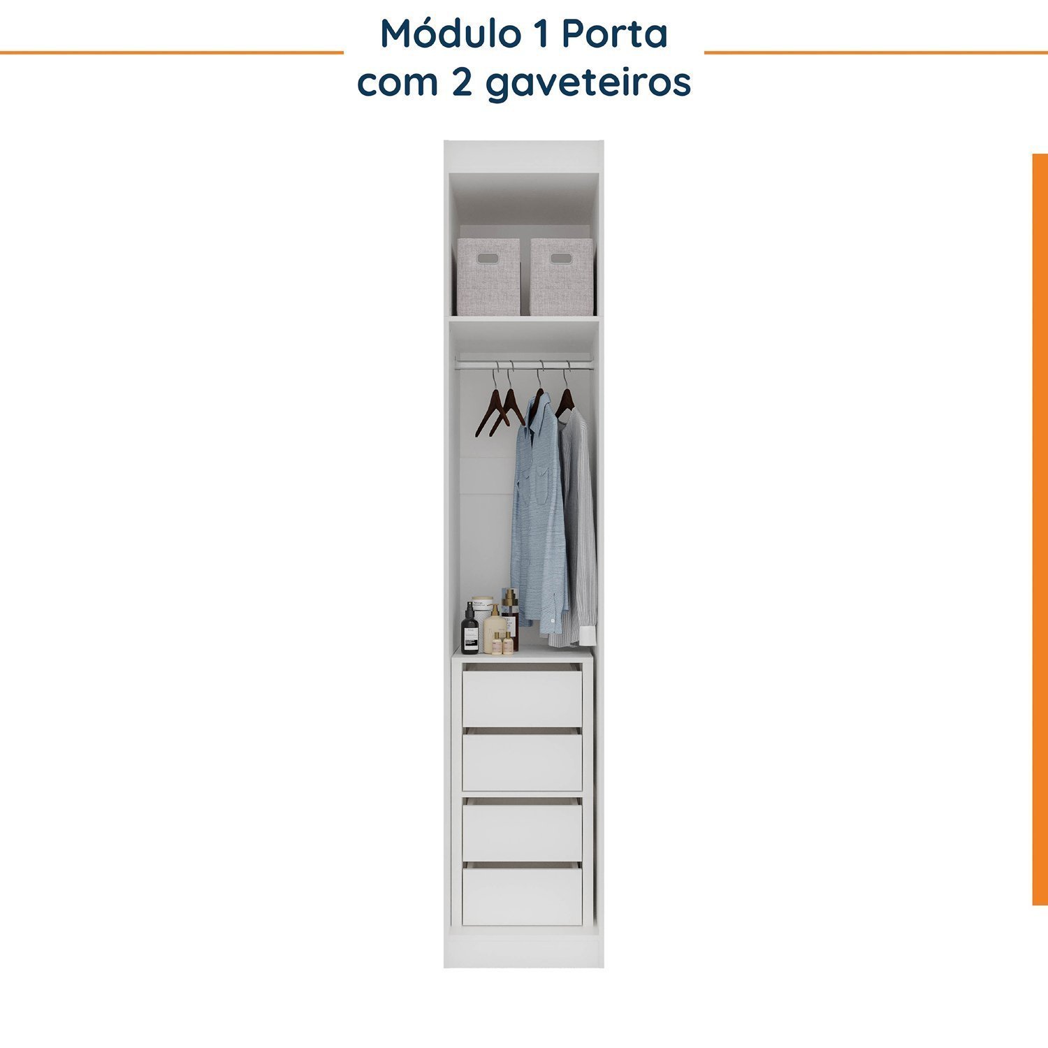 Guarda Roupa Modulado de Canto 12 Portas 6 Peças 1 Mesa de Cabeceira Hera CabeCasa MadeiraMadeira - 7