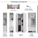 Ver imagem 3 de Guarda Roupa Modulado de Canto 12 Portas 6 Peças 1 Mesa de Cabeceira Hera CabeCasa MadeiraOriginals Branco/Algodão/Louro