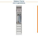 Ver imagem 7 de Guarda Roupa Modulado de Canto 12 Portas 6 Peças 1 Mesa de Cabeceira Hera CabeCasa MadeiraOriginals Branco/Algodão/Louro