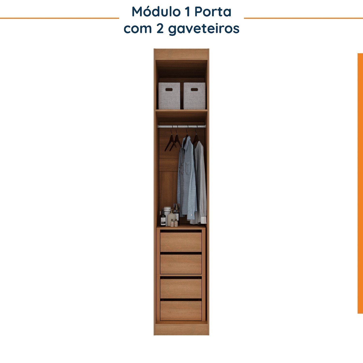 Guarda Roupa Modulado de Canto 12 Portas 6 Peças 1 Mesa de Cabeceira Hera CabeCasa MadeiraMadeira - 7