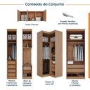 Ver imagem 3 de Guarda Roupa Modulado de Canto 12 Portas 6 Peças 1 Mesa de Cabeceira Hera CabeCasa MadeiraOriginals Marrom/Louro