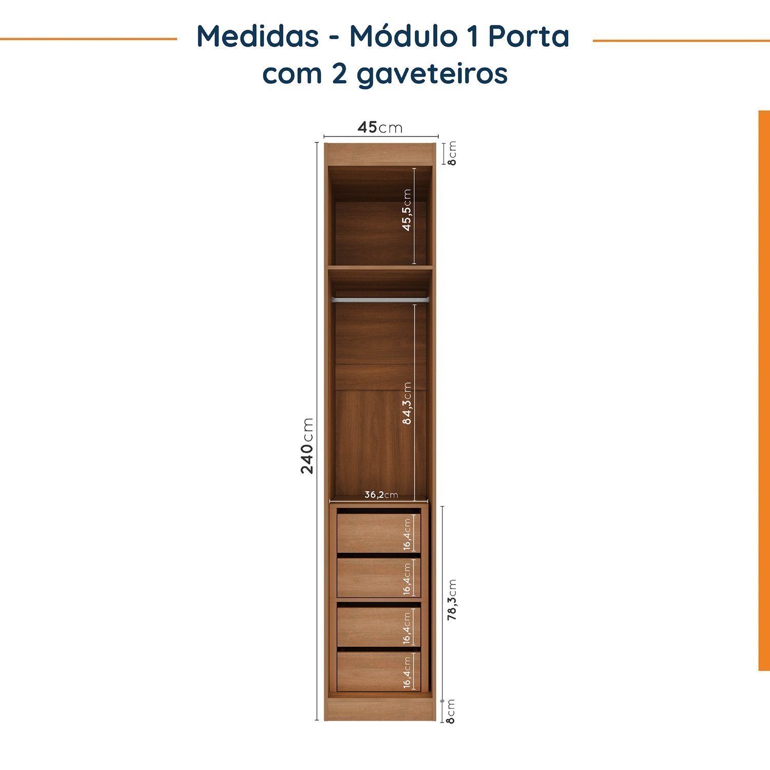 Guarda Roupa Modulado de Canto 12 Portas 6 Peças 1 Mesa de Cabeceira Hera CabeCasa MadeiraMadeira - 8