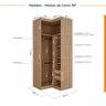 Guarda Roupa Modulado de Canto 12 Portas 6 Peças 1 Mesa de Cabeceira Hera CabeCasa MadeiraOriginals - 12