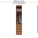Ver imagem 7 de Guarda Roupa Modulado de Canto 12 Portas 6 Peças 1 Mesa de Cabeceira Hera CabeCasa MadeiraOriginals Marrom/Louro/Algodão