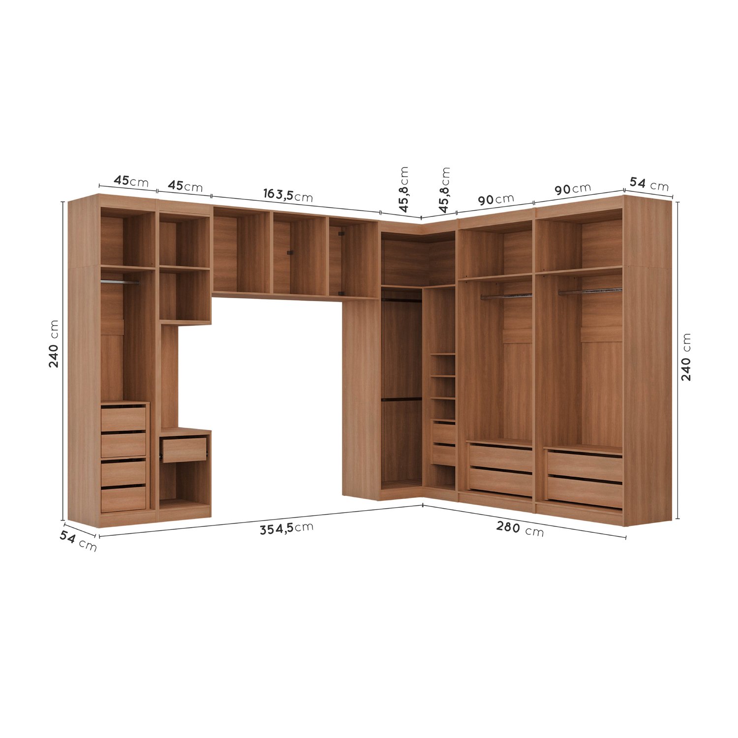 Guarda Roupa Modulado de Canto 12 Portas 6 Peças 1 Mesa de Cabeceira Hera CabeCasa MadeiraMadeira - 5