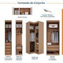 Ver imagem 3 de Guarda Roupa Modulado de Canto 12 Portas 6 Peças 1 Mesa de Cabeceira Hera CabeCasa MadeiraOriginals Marrom/Louro/Algodão