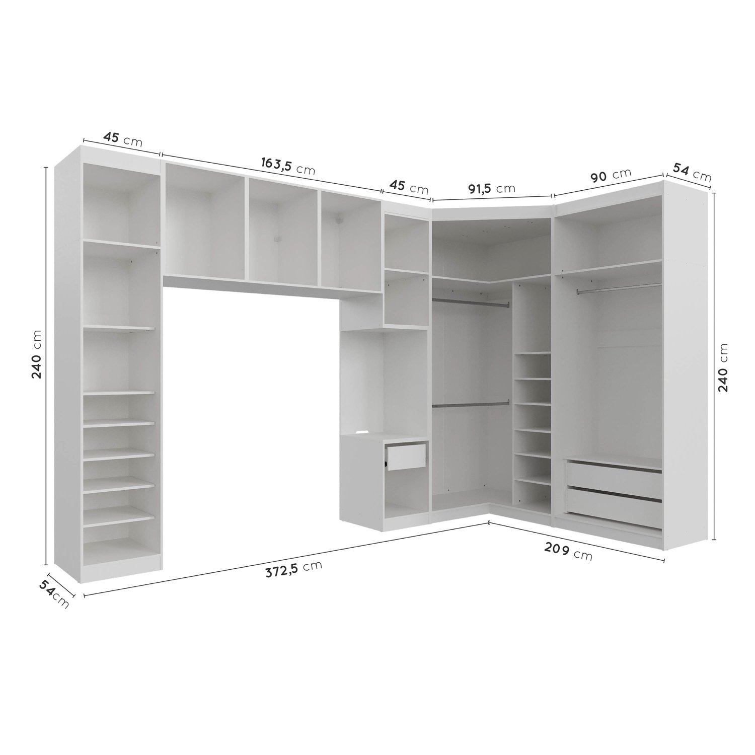 Guarda Roupa Modulado de Canto 10 Portas 5 Peças e 2 Mesas de Cabeceira Hera CabeCasa MadeiraMadeira - 5