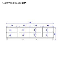 Rack para TV até 82 Polegadas 4 Portas Marmorizado Ibiza Yescasa - 10