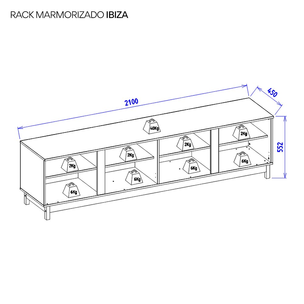 Rack para TV até 82 Polegadas 4 Portas Marmorizado Ibiza Yescasa - 11
