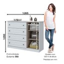 Ver imagem 2 de Cômoda Americana 4 Gavetas 1 Porta Henn - Branco Hp Fosco