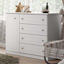 Ver imagem 4 de Cômoda Americana 4 Gavetas 1 Porta Henn - Branco Hp Fosco