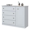 Ver imagem 1 de Cômoda Americana 4 Gavetas 1 Porta Henn - Branco Hp Fosco