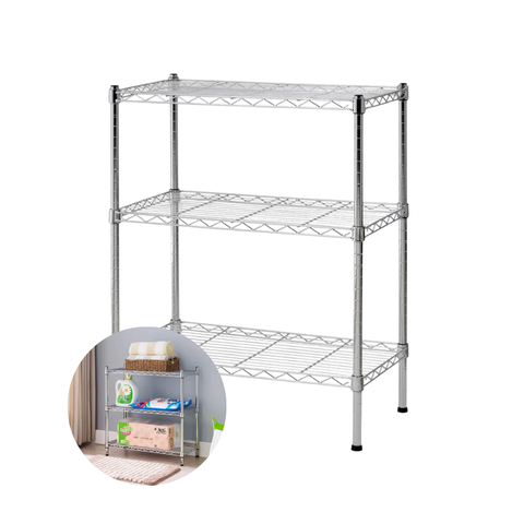 Estante 3 Prateleiras Reguláveis Aramadas Aço Cromado Multiuso