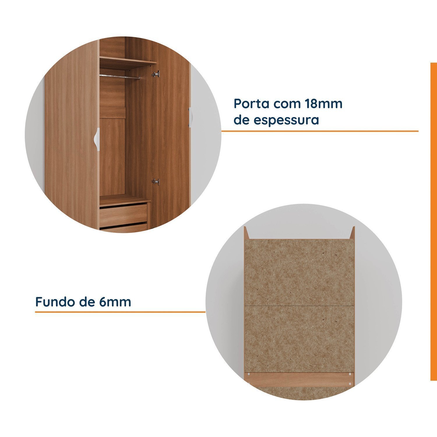 Guarda-Roupa Modulado com Espelho 2 Portas com Cabideiro e 2 Gavetas Hera CabeCasa MadeiraMadeira - 8