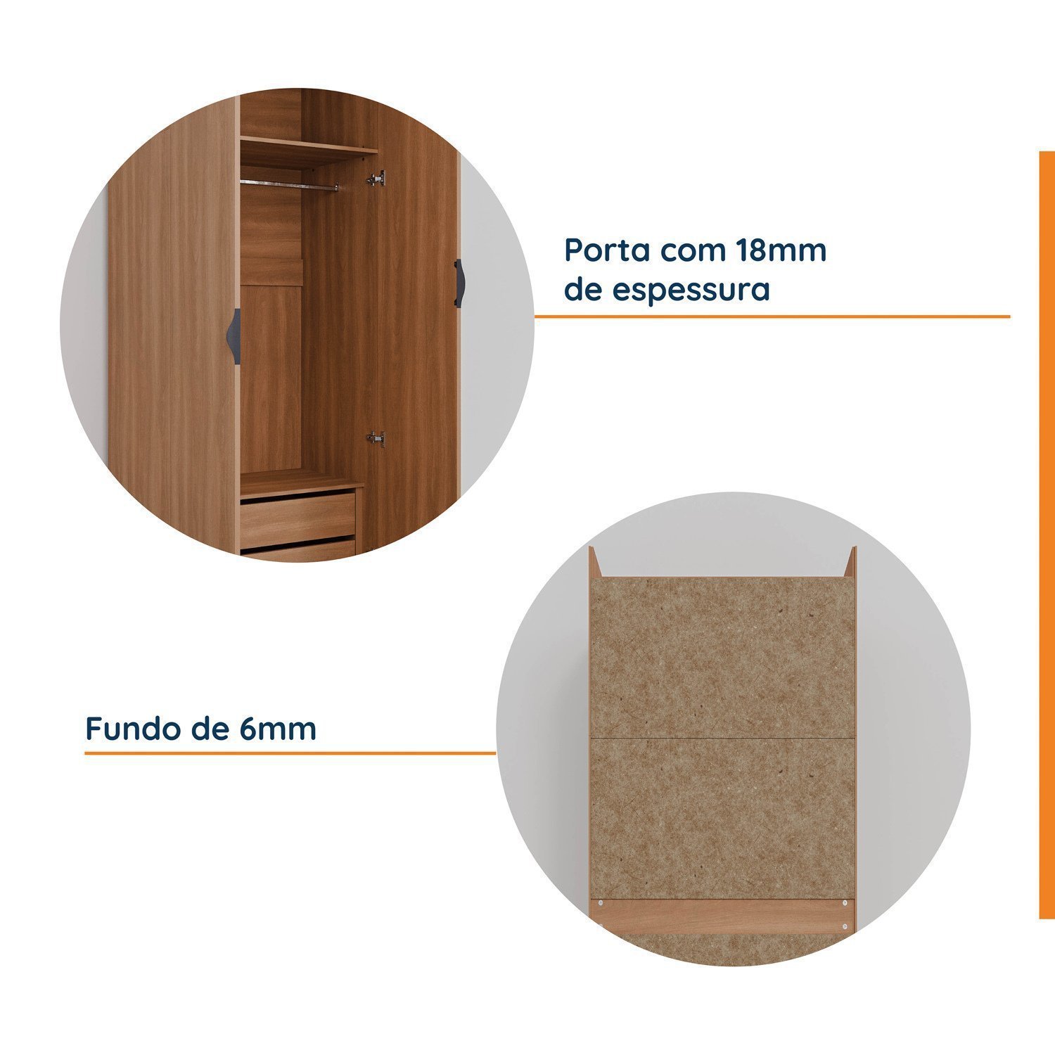 Guarda-Roupa Modulado com Espelho 2 Portas com Cabideiro e 2 Gavetas Hera CabeCasa MadeiraMadeira - 8