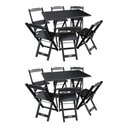 Ver imagem 1 de Kit 2 Conjuntos de Mesa Dobráveis de Madeira 70x110cm com 6 Cadeiras Preta