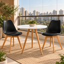 Ver imagem 2 de Conjunto Mesa de Jantar Redonda 80cm com 2 Cadeiras Saarinen Leda Almofadadas para Sala de Jantar Co