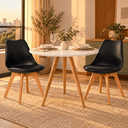 Ver imagem 3 de Conjunto Mesa de Jantar Redonda 80cm com 2 Cadeiras Saarinen Leda Almofadadas para Sala de Jantar Co