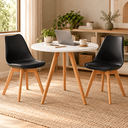 Ver imagem 1 de Conjunto Mesa de Jantar Redonda 80cm com 2 Cadeiras Saarinen Leda Almofadadas para Sala de Jantar Co