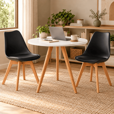Conjunto Mesa de Jantar Redonda 80cm com 2 Cadeiras Saarinen Leda Almofadadas para Sala de Jantar Co