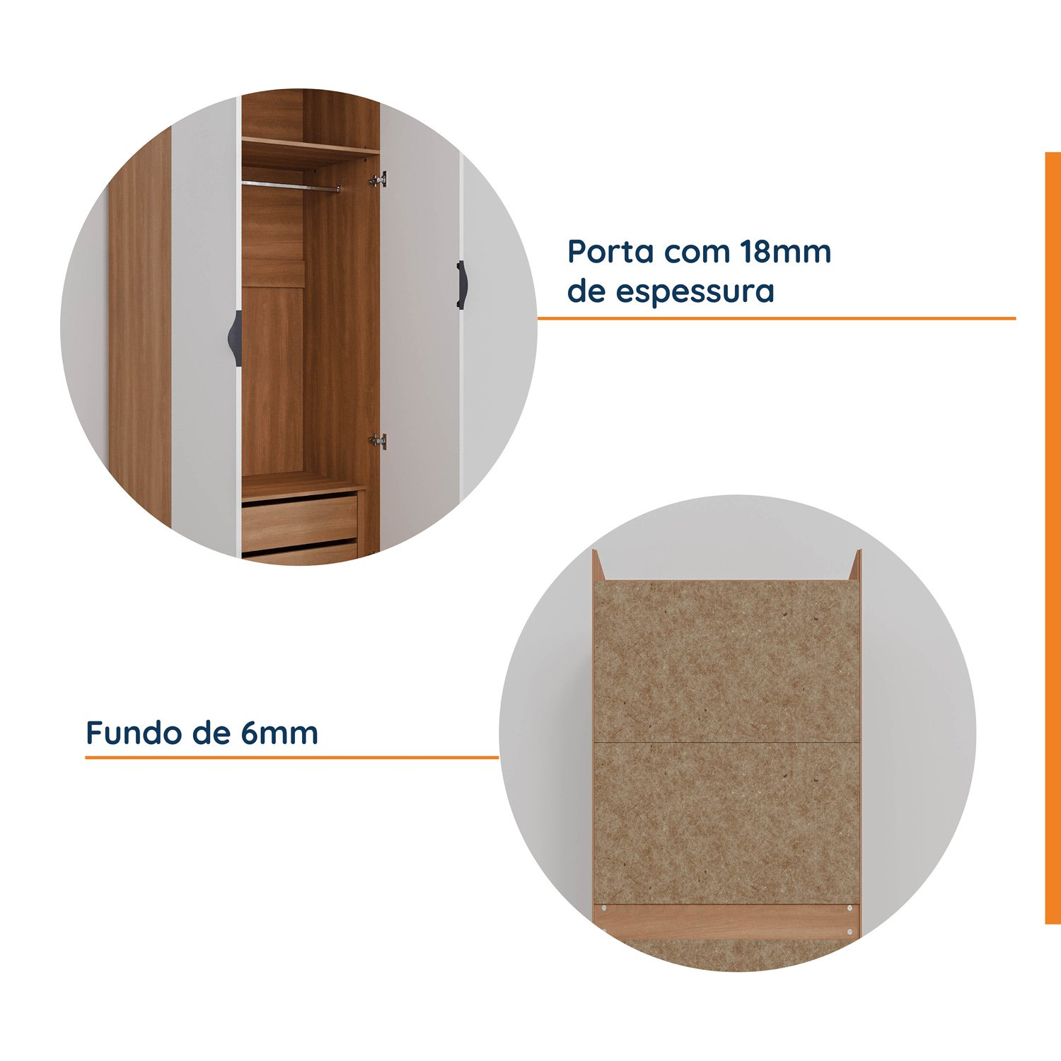 Guarda-Roupa Modulado com Espelho 2 Portas com Cabideiro e 2 Gavetas Hera CabeCasa MadeiraMadeira - 8