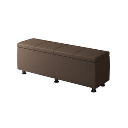 Baú Sapateira Estofada Casal 140 Cm Marte Corino Marrom - Skybox - 4
