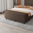 Ver imagem 1 de Baú Sapateira Estofada Casal 140 Cm Marte Corino Marrom - Skybox
