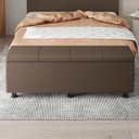 Ver imagem 2 de Baú Sapateira Estofada Casal 140 Cm Marte Corino Marrom - Skybox