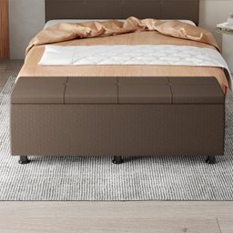 Baú Sapateira Estofada Casal 140 Cm Marte Corino Marrom - Skybox - 2