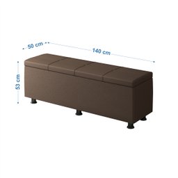 Baú Sapateira Estofada Casal 140 Cm Marte Corino Marrom - Skybox - 5